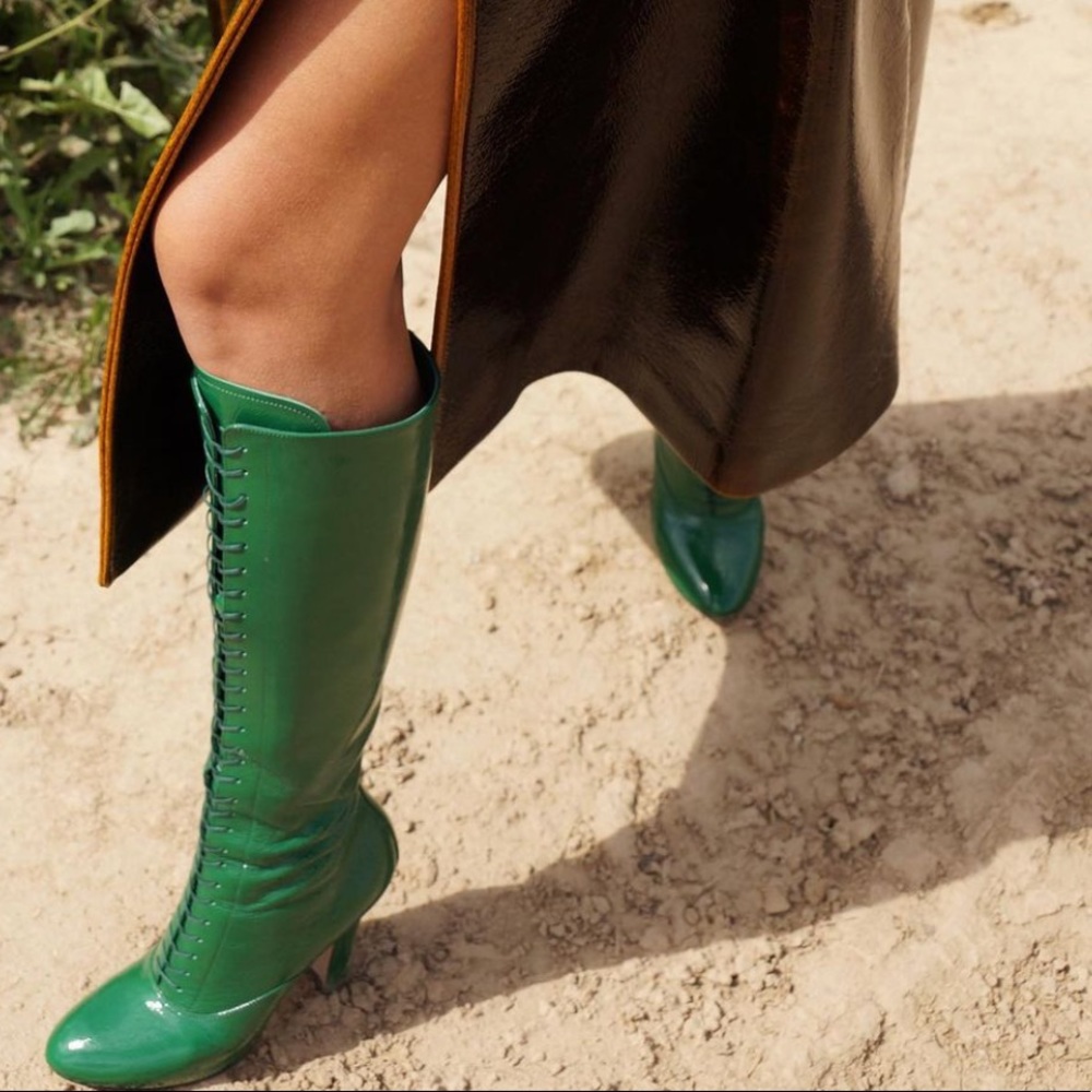 COPY - Miu Miu green leather lace up knee high boots 39,5IT